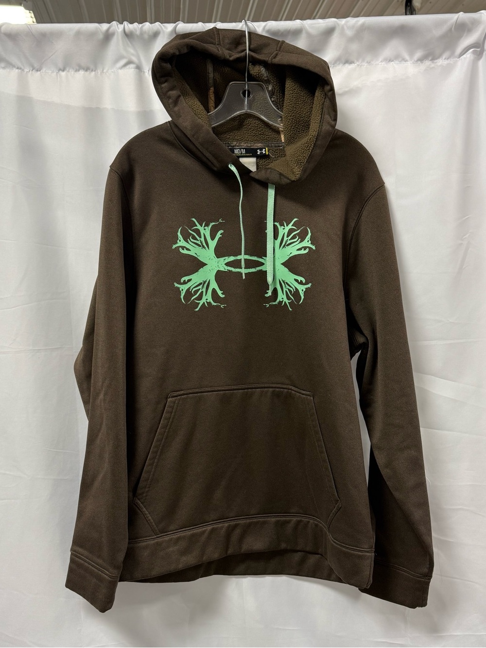 Under armour hoodie fleece lined deer antler logo brown sweatshirt men’s medium
